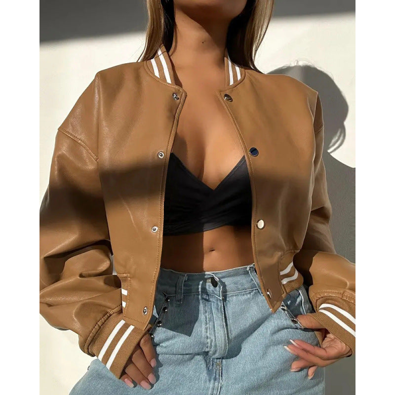 Damen Sportliche cropped Bomberjacke im Vintage-Stil WW