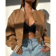 Damen Sportliche cropped Bomberjacke im Vintage-Stil WW