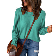 Damen lässiges Sweatshirt mit weitem Schnitt und strukturiertem Material WW