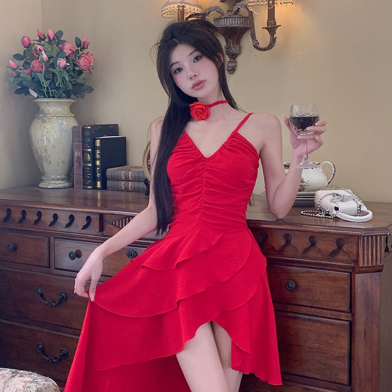 Damen asymmetrisches Sommerkleid mit Rüschendetails W&W Mode