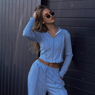 Damen sportliches Zip-Hoodie und lockere Hose WW