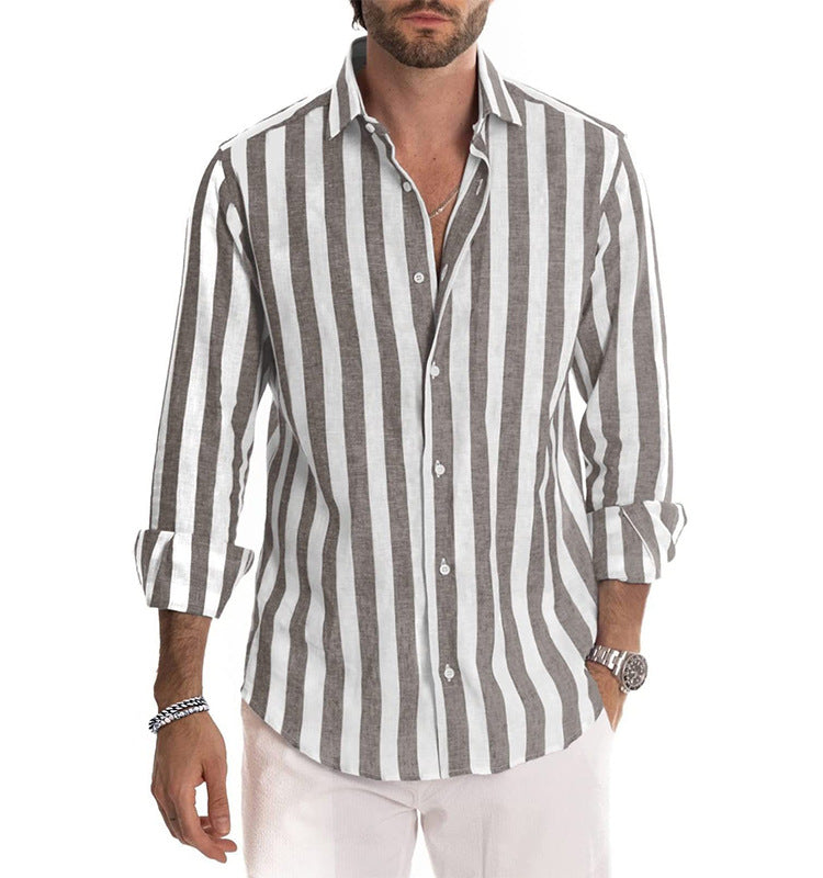 Herren Leinenhemd mit stylischem Streifenmuster und lässigem Schnitt WW