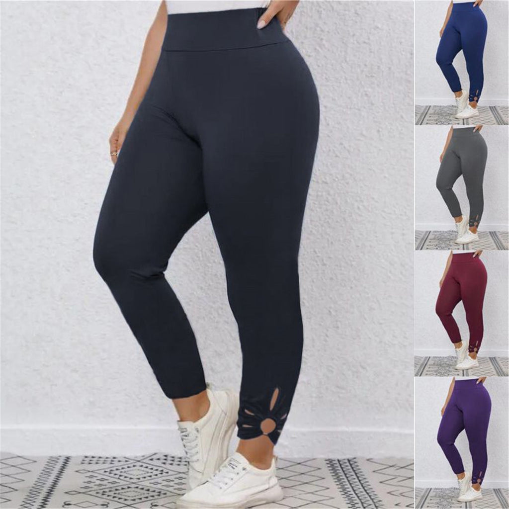 Damen Sportliche Leggings mit dekorativen Cut-Outs und hohem Bund WW