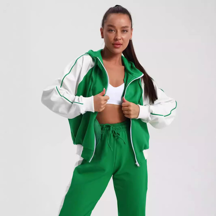 Damen sportliches Freizeitset mit modischem Hoodie und bequemer Jogginghose WW