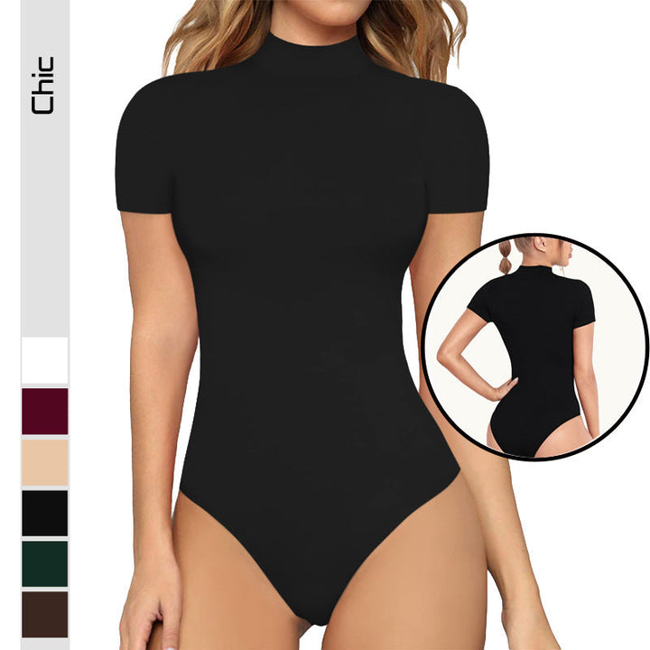Damen Body mit hohem Kragen und Kurzarm W&W Mode