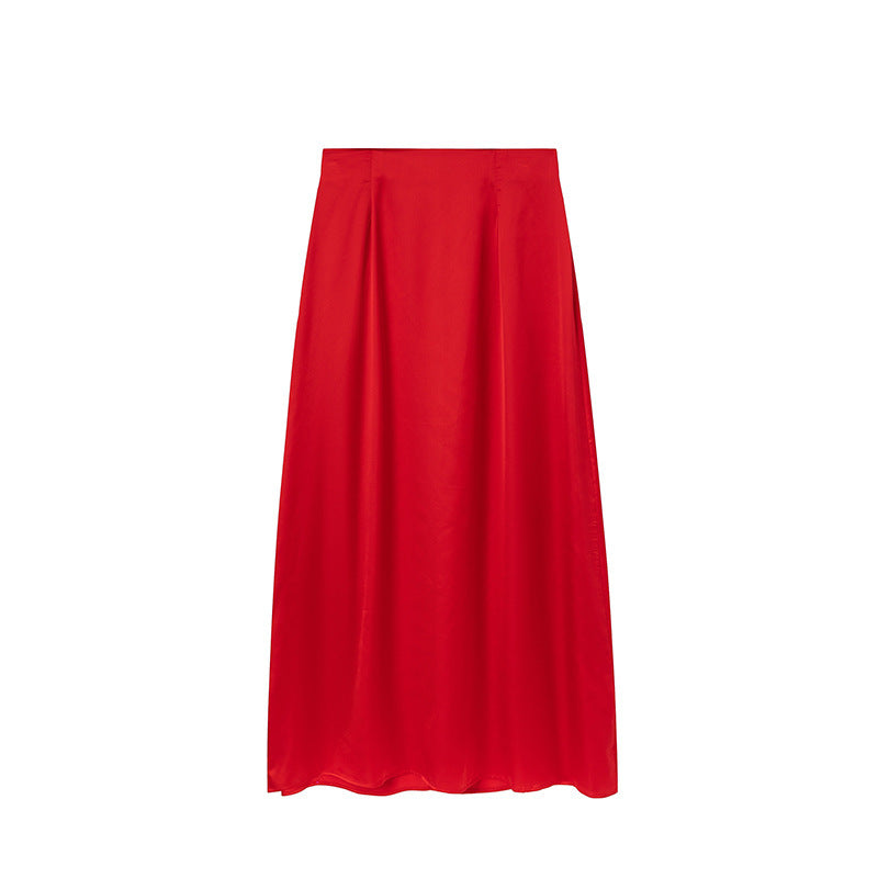 Damen Hochtaillierter Falten Maxi Rock WW