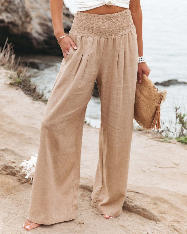 W&W Mode | Baumwoll Leinen Hose Mit Hohem Bund