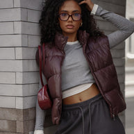 Damen Steppweste mit hohem Kragen und praktischem Reißverschluss WW