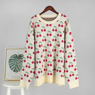 Damen Strickpullover mit fruchtigem Muster WW