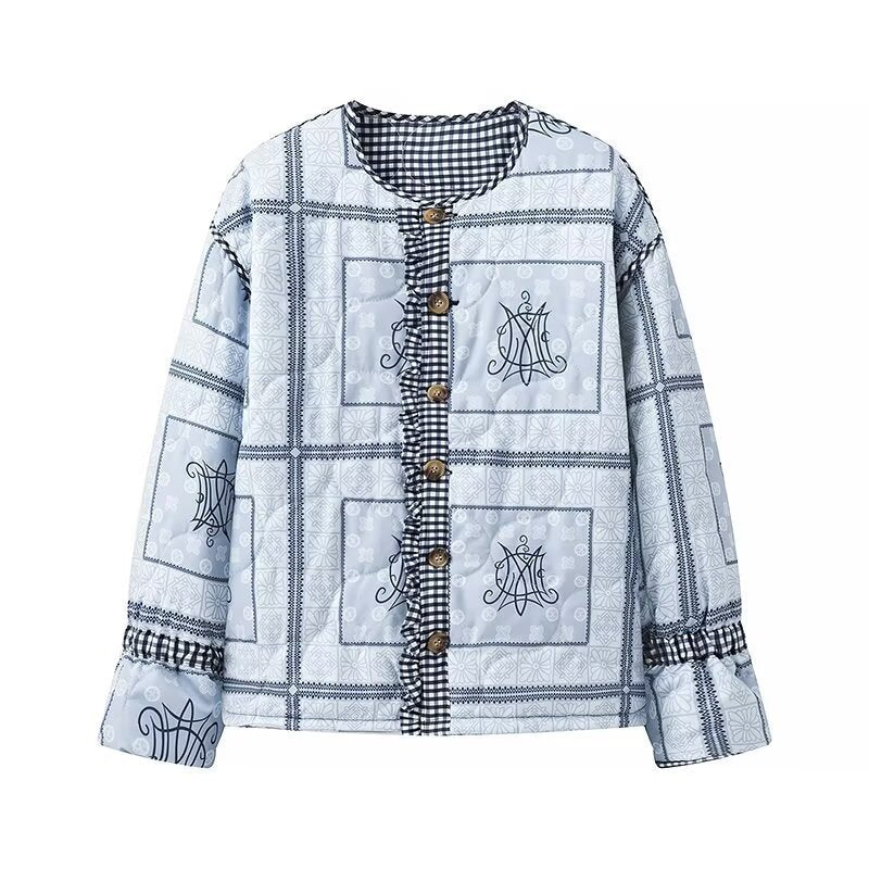 Damen Steppjacke mit gerafften Ärmeln und dekorativen Druckknöpfen WW