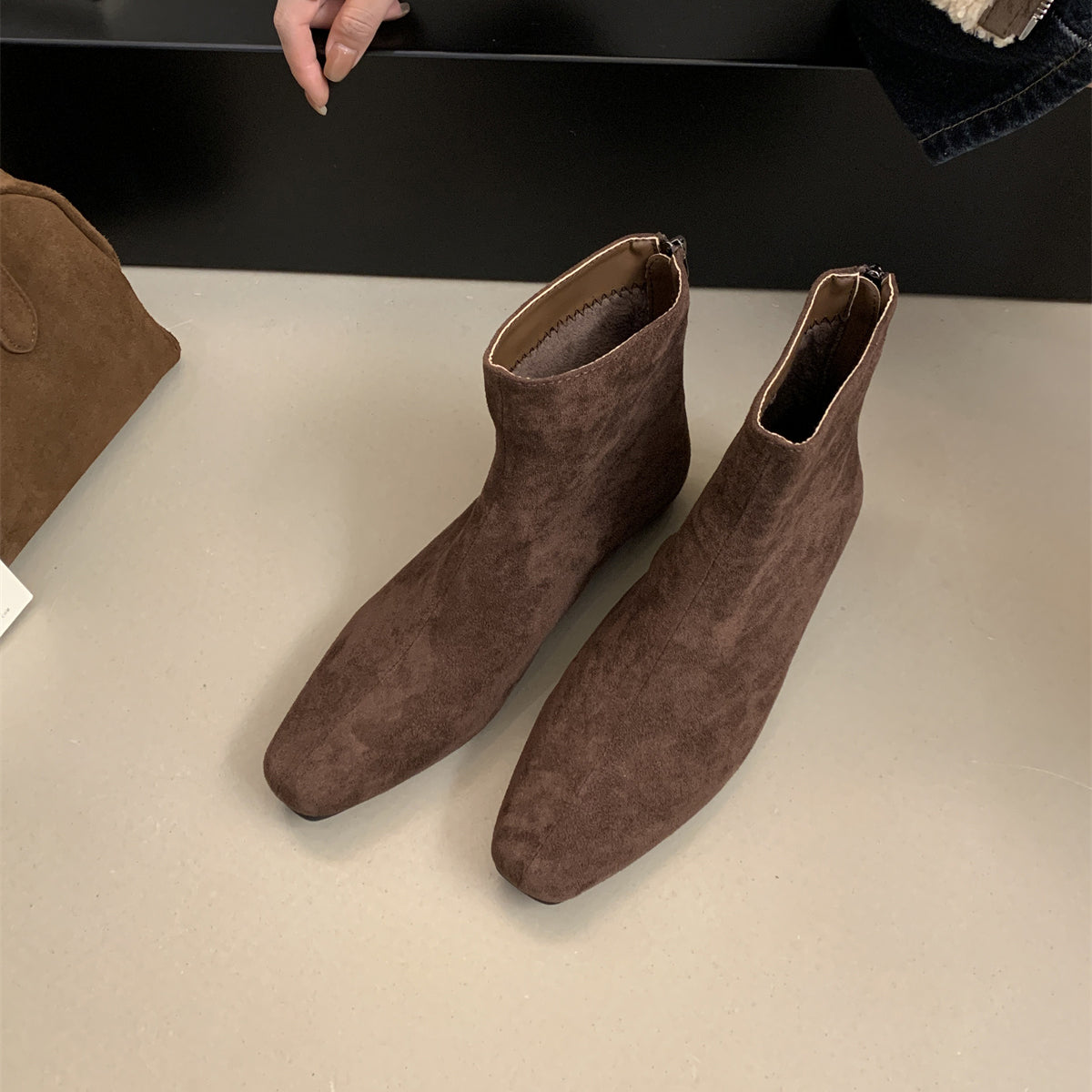 Damen Wildleder Spitz Zehen Knöchel Stiefeletten WW