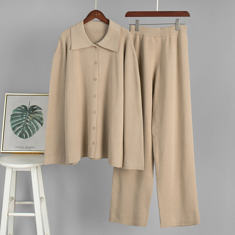 Damen Bequemes Strick-Ensemble aus weicher Baumwolle WW