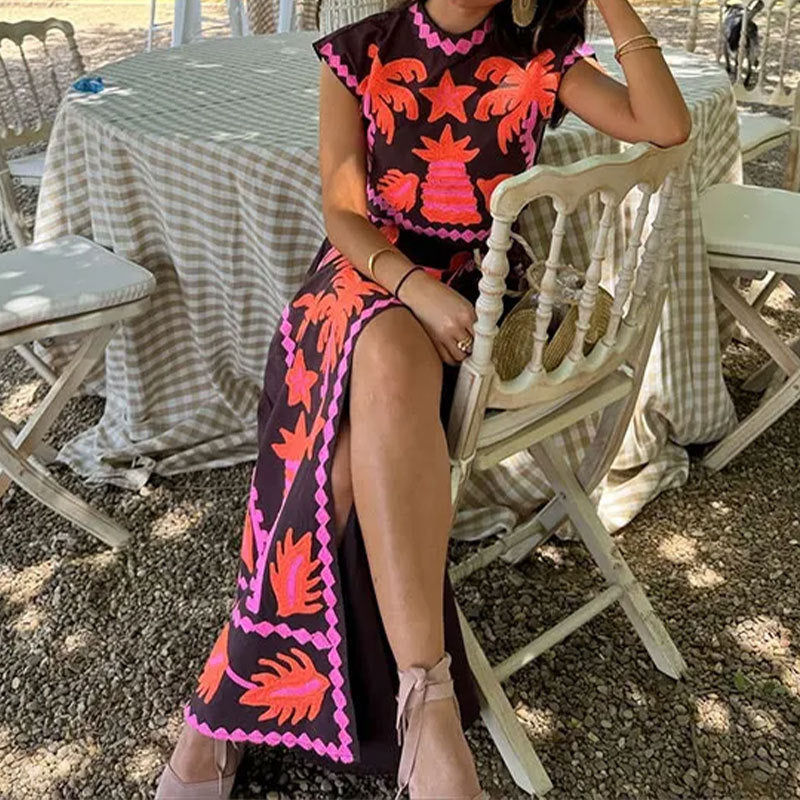 Damen Maxikleid mit lebhaftem, künstlerischem Muster und elegantem Schnitt W&W Mode