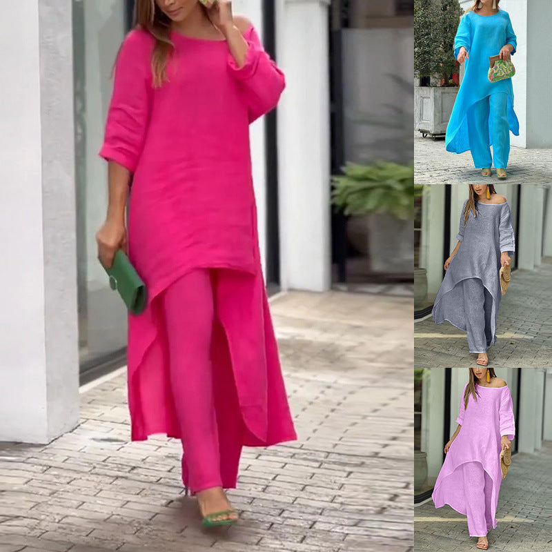 Damen lässiges Oberteil mit asymmetrischem Schnitt und eleganter Langarmoptik W&W Mode
