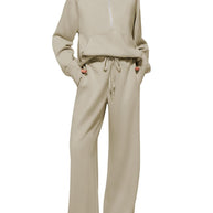 Damen Sportliches Loungewear-Set mit hohem Kragen und weiten Beinen WW