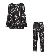 Damen Pyjama-Set mit langärmligem Oberteil und elastischen Hosen WW