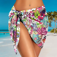 Damen Strandtuch mit floralem Muster und lässiger Schleifenbindung WW