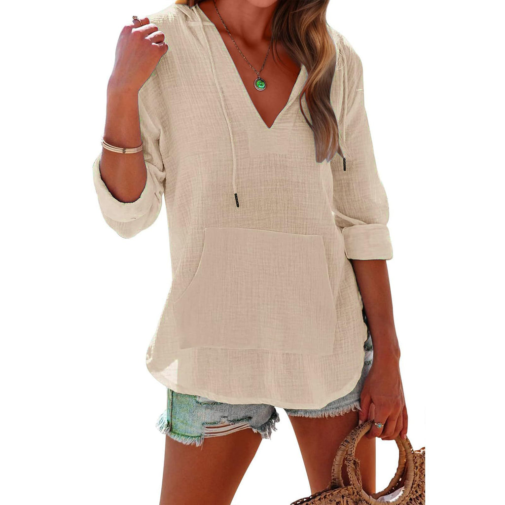 Damen leichter Kapuzenpullover Top WW