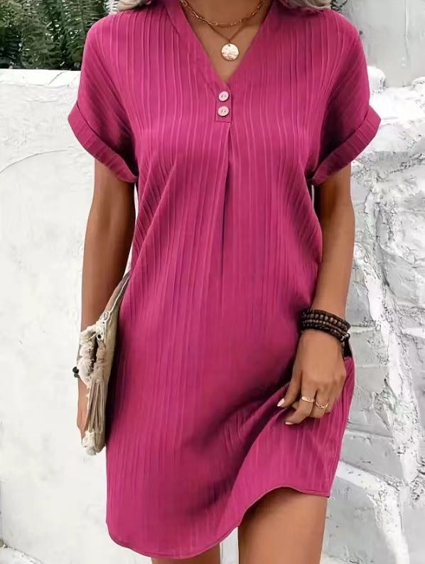 Damen lässiges Midi-Kleid mit Knopfdetails W&W Mode