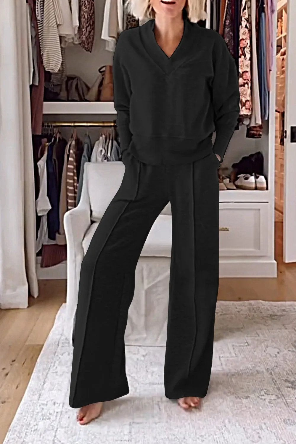 WW | Lockeres Oberteil und Hose mit weitem Bein Set