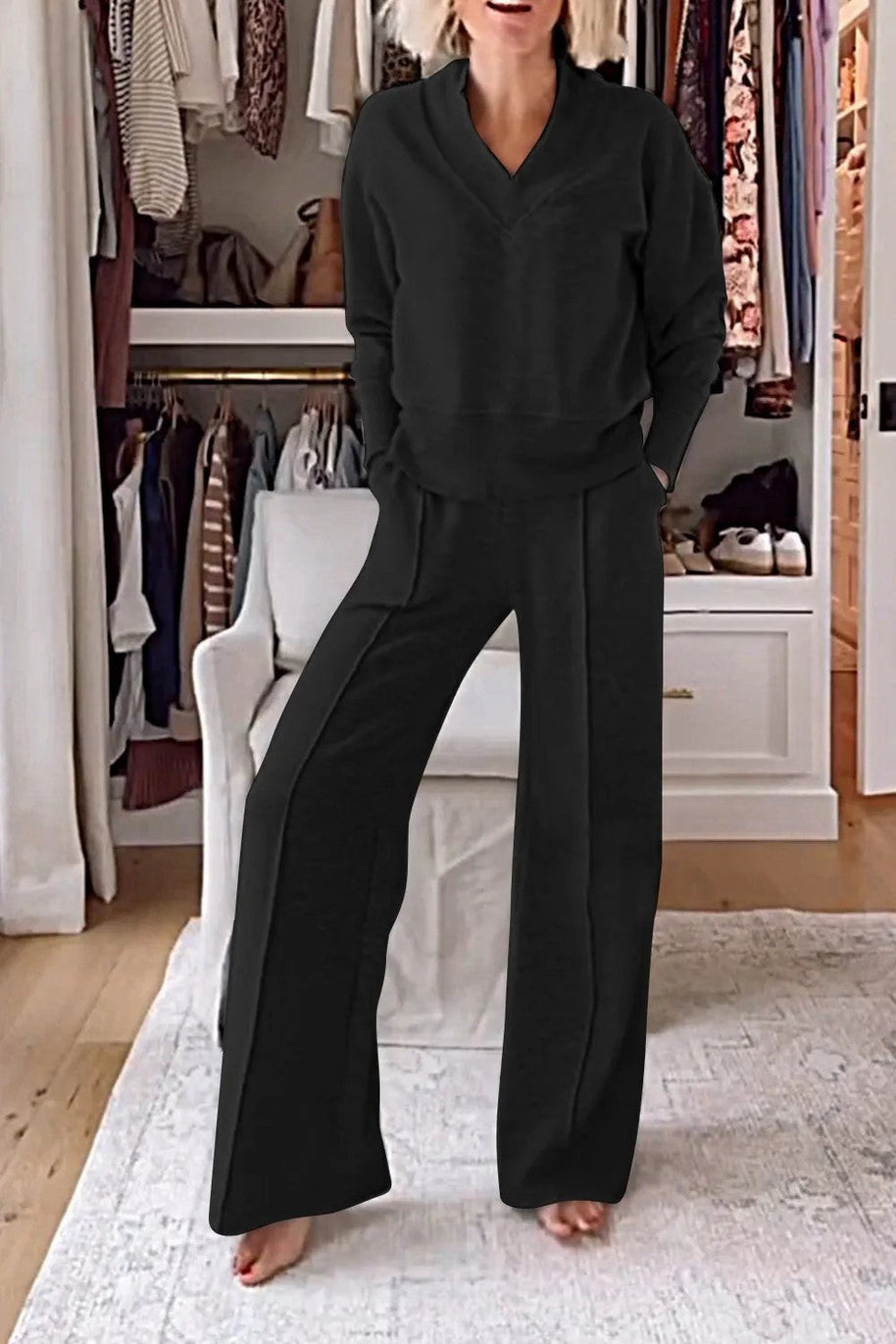 WW | Lockeres Oberteil und Hose mit weitem Bein Set