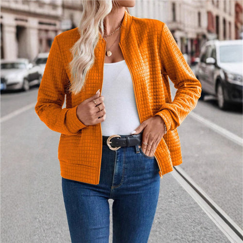 Damen leichte Steppjacke mit hohem Kragen und durchgehendem Reißverschluss WW