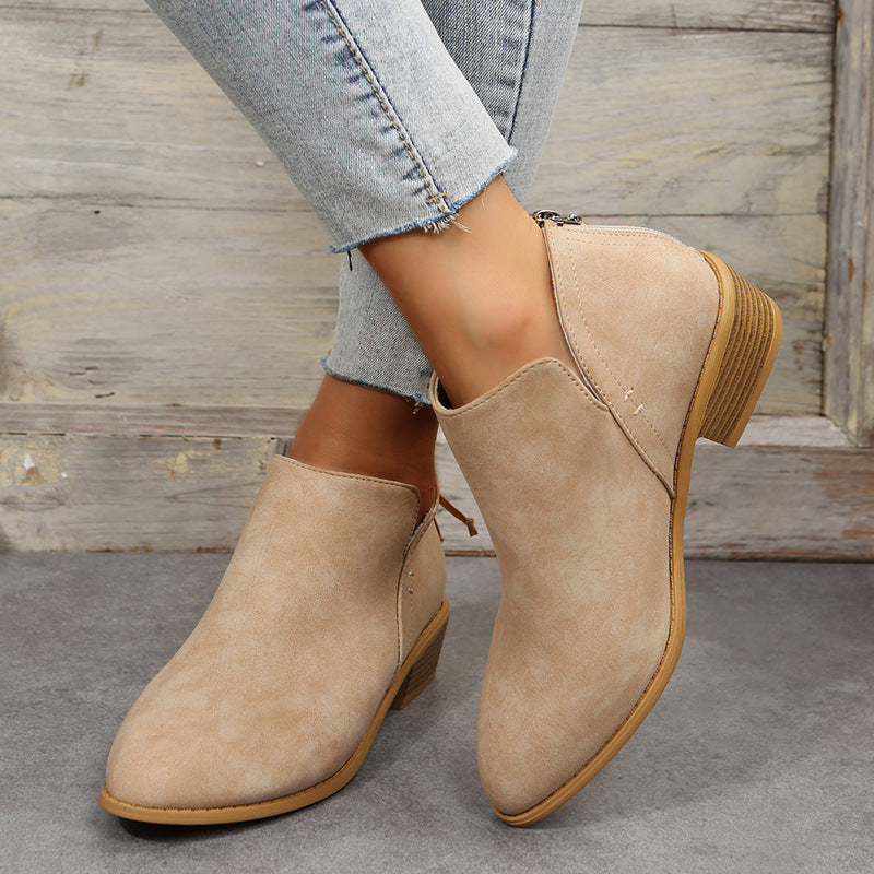 Damen Ankle Boots mit elegantem Reißverschluss und komfortablem Blockabsatz WW