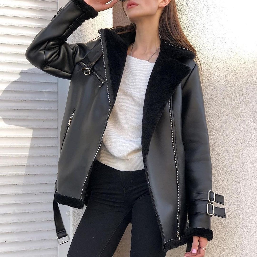 Damen Lederjacke mit kuscheligem Innenfutter WW