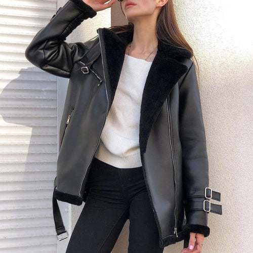 Damen Lederjacke mit kuscheligem Innenfutter WW