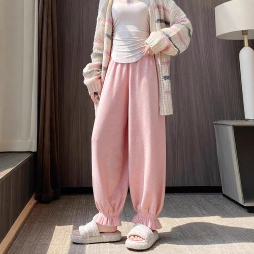 Damen bequeme Palazzohose aus glänzendem Material WW