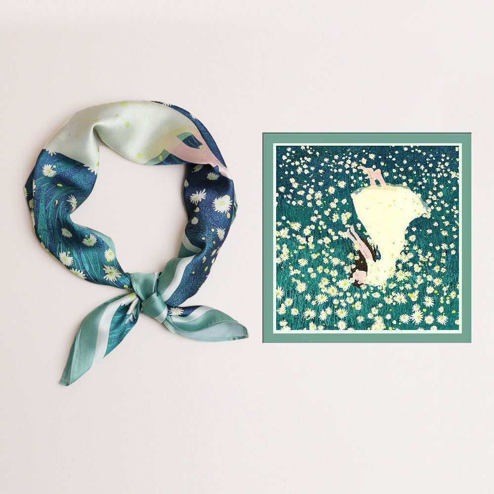 Damen Seidenschal mit modernem grafischen Design und luxuriösem Glanz W&W Mode