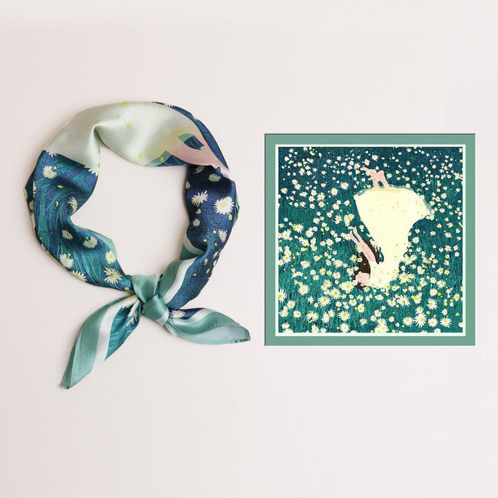 Damen Seidenschal mit modernem grafischen Design und luxuriösem Glanz W&W Mode