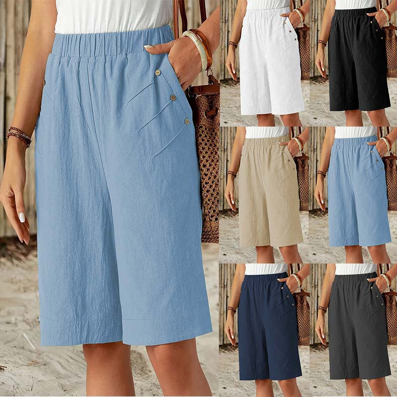 Damen lockere Sommer-Shorts mit elastischem Bund und praktischen Seitentaschen WW
