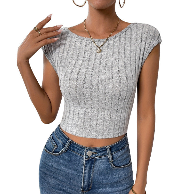 Damen figurbetontes Rippen-T-Shirt W&W Mode