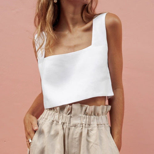 Damen Cropped Top mit quadratischem Ausschnitt und breiten Trägern WW