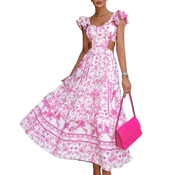 Damen Maxikleid mit verspieltem Cut-Out Design und Rüschendetails W&W Mode
