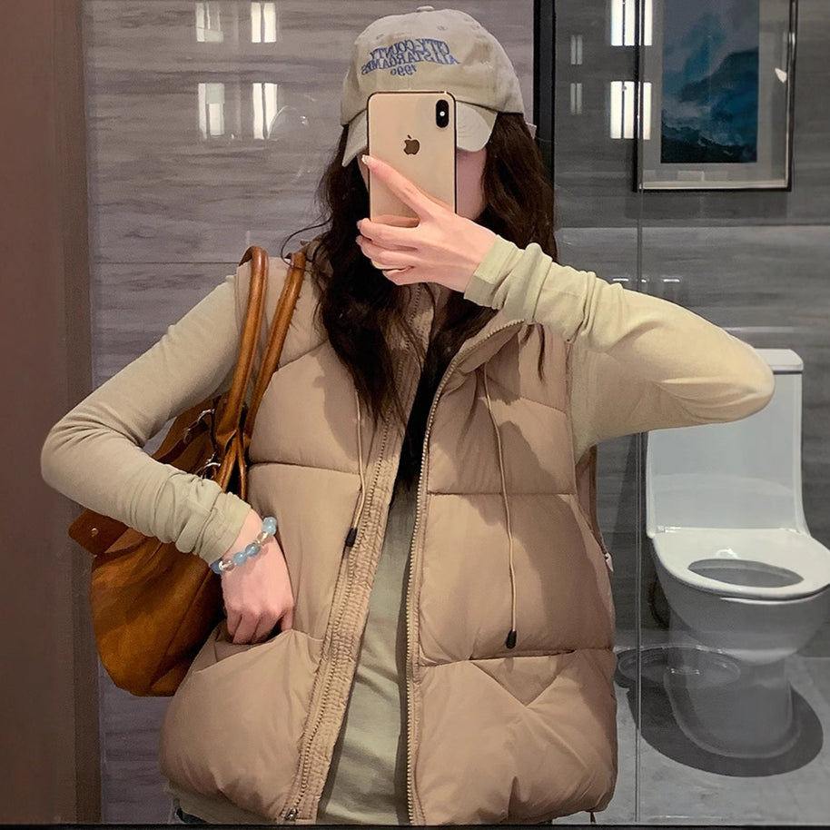 Damen Steppweste mit hohem Kragen und übergroßem Schnitt WW