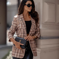 Damen Karierter Blazer mit klassischen Details WW