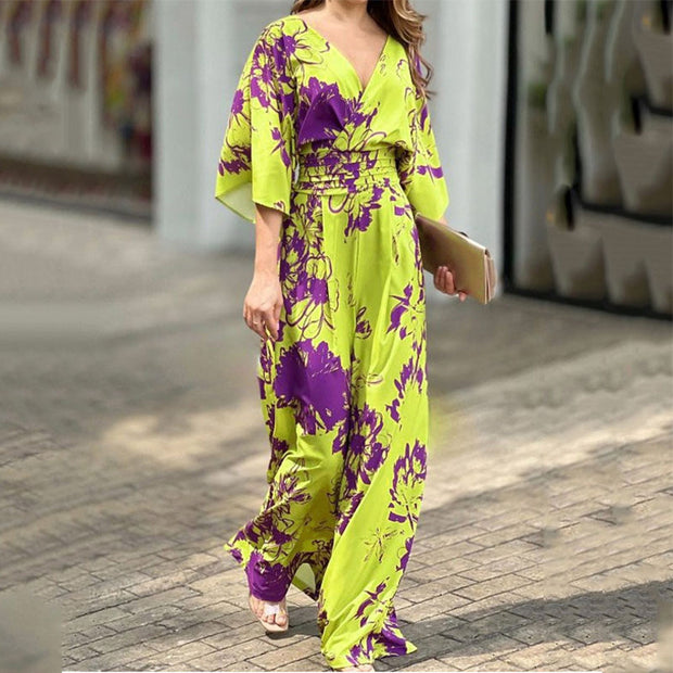 Damen Jumpsuit mit floralem Design und voluminösen Ärmeln WW