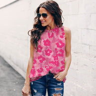 Damen ärmelloses Blusenshirt mit modischem Floralprint und lockerer Passform WW