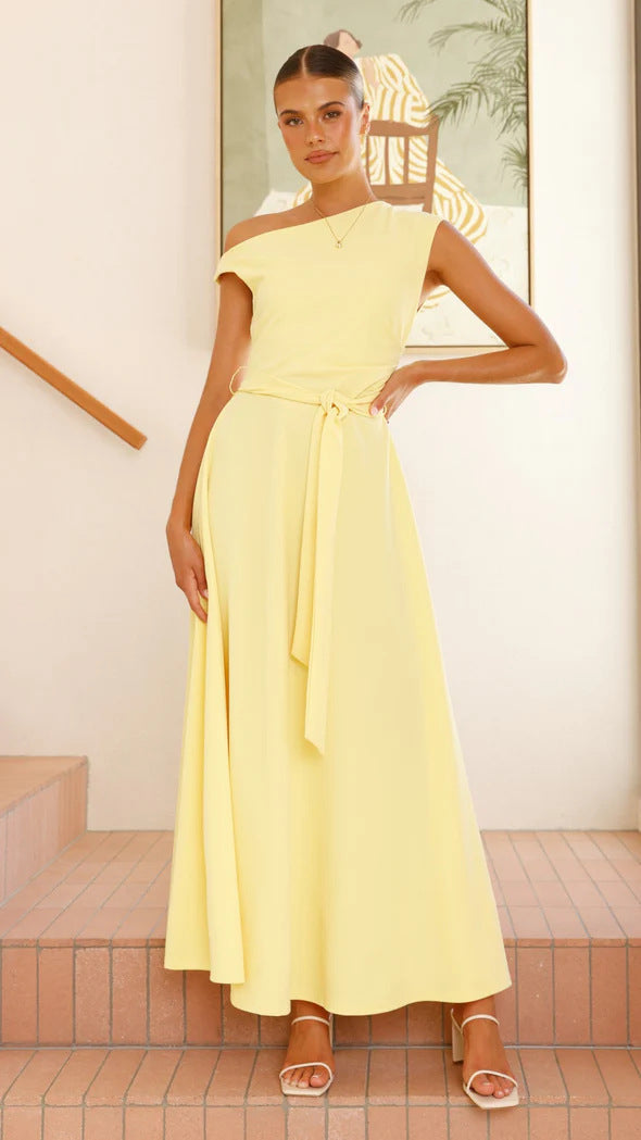 Damen Maxikleid mit asymmetrischem Schnitt und eleganter Drapierung W&W Mode