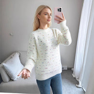 Damen Bequemer Strickpullover mit buntem Punktdesign WW