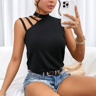 Damen ärmelloses Oberteil mit kreativem Cut-Out-Design W&W
