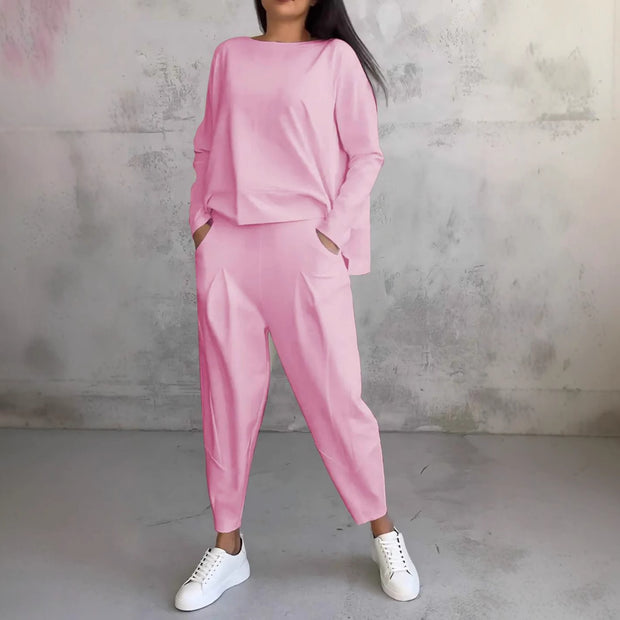 Damen Bequemes Freizeit-Set mit weitem Schnitt und Taschen WW