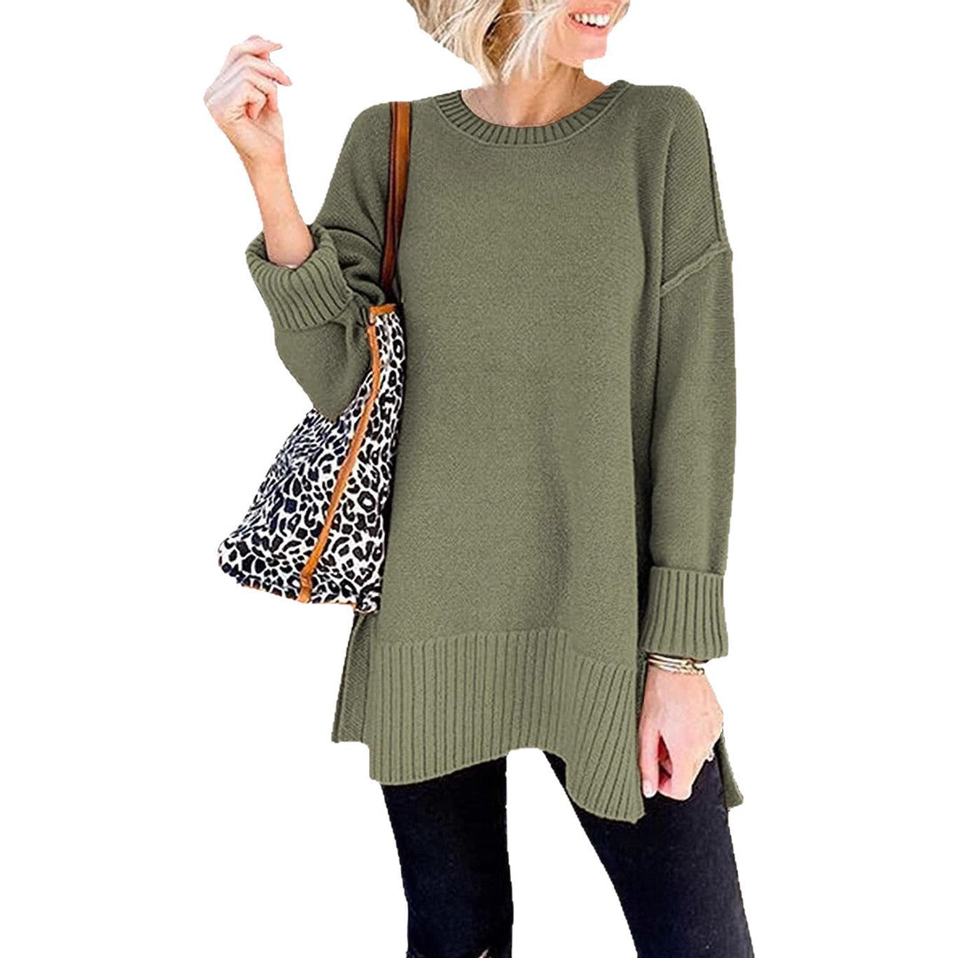 Damen lässiger Pullover mit asymmetrischem Saum und strukturiertem Rippdesign W&W Mode