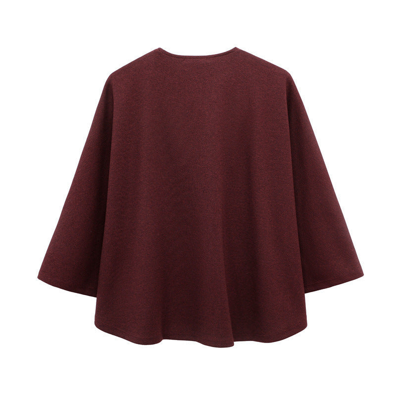 WW | Umhang-Jacke mit Knopfdekoration und langem Umhang