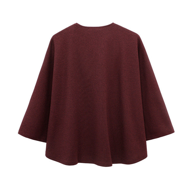 WW | Umhang-Jacke mit Knopfdekoration und langem Umhang