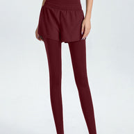 Damen Sportliche Leggings mit integriertem kurzer Shorts WW