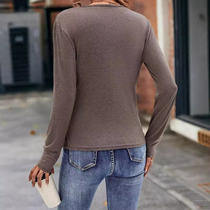 Damen Wickeltop aus weichem Jersey mit figurbetonendem Schnitt W&W Mode