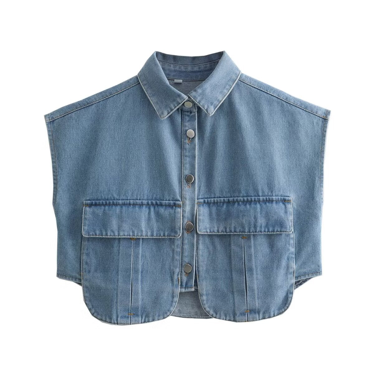 Damen ärmellose Utility-Bluse mit Taschen WW